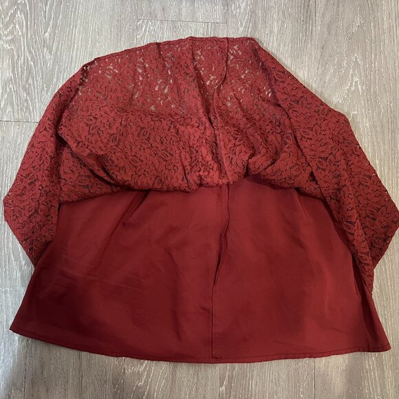 🍷 Madewell Burgundy Lace Skirt Size 8 - Picture 8 of 9